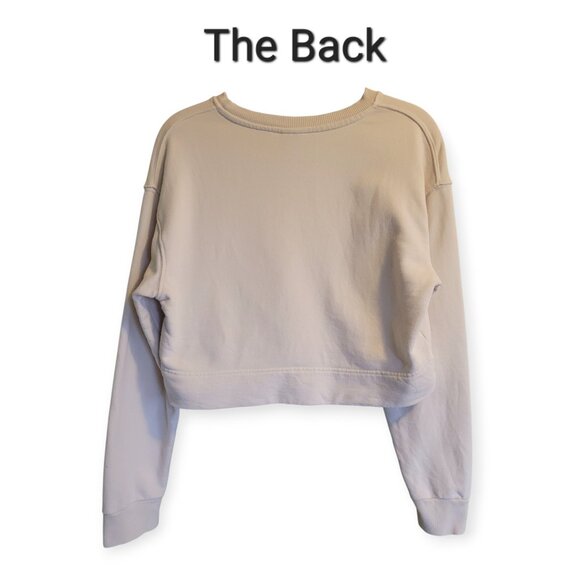 KOTN Cream Cropped Crewneck Sweatshirt Size M - Picture 3 of 9